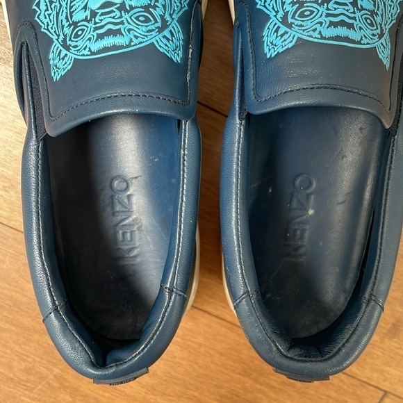 KENZO Tiger platform slip-ons blue marine light Blue leather sneaker sz 8.5 (39) - Picture 10 of 13